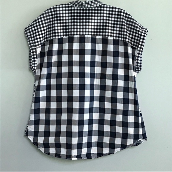 Christopher & Banks NAVY BLUE PLAID COTTON SHIRT - Picture 5 of 6